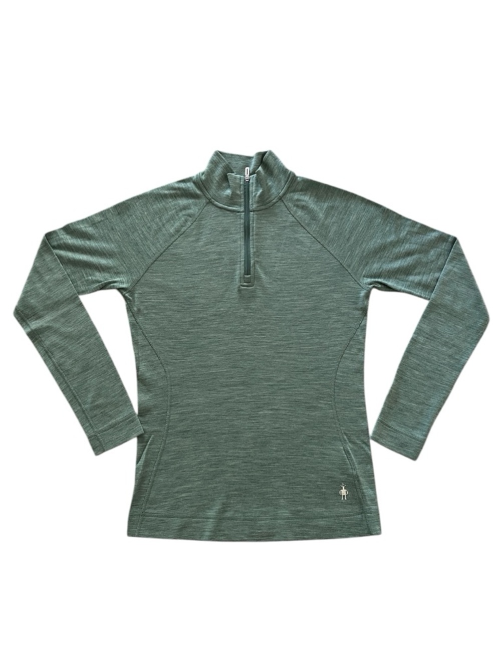 Smartwool Classic Merino Heathered Green Quarter-Zip Base Layer Top Womens M